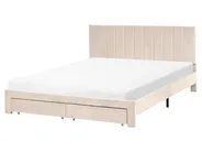 Pat cu sertare LONZAC Catifea Bej 160 x 200 cm_1014703