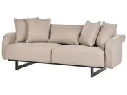 Sofa 3 Seater SVANEK Fabric Light Brown_1061501
