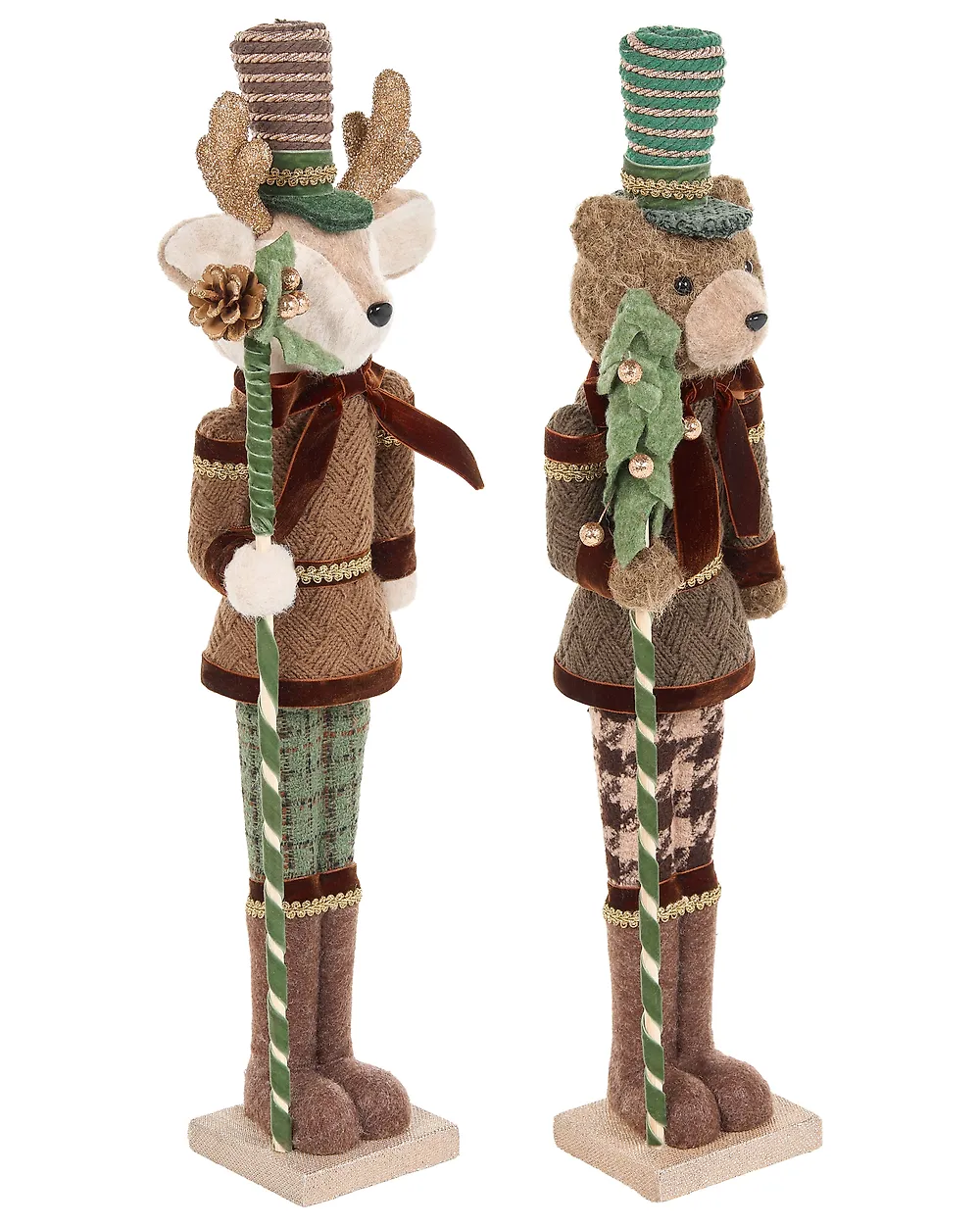 Set of 2 Figurines ALATORNIO 62/63 cm Bear Reindeer Brown