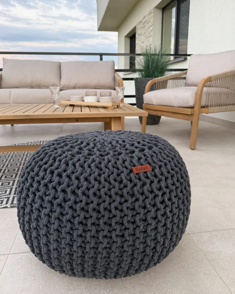 Pouf CONRAD Baumwolle Grau_1165899
