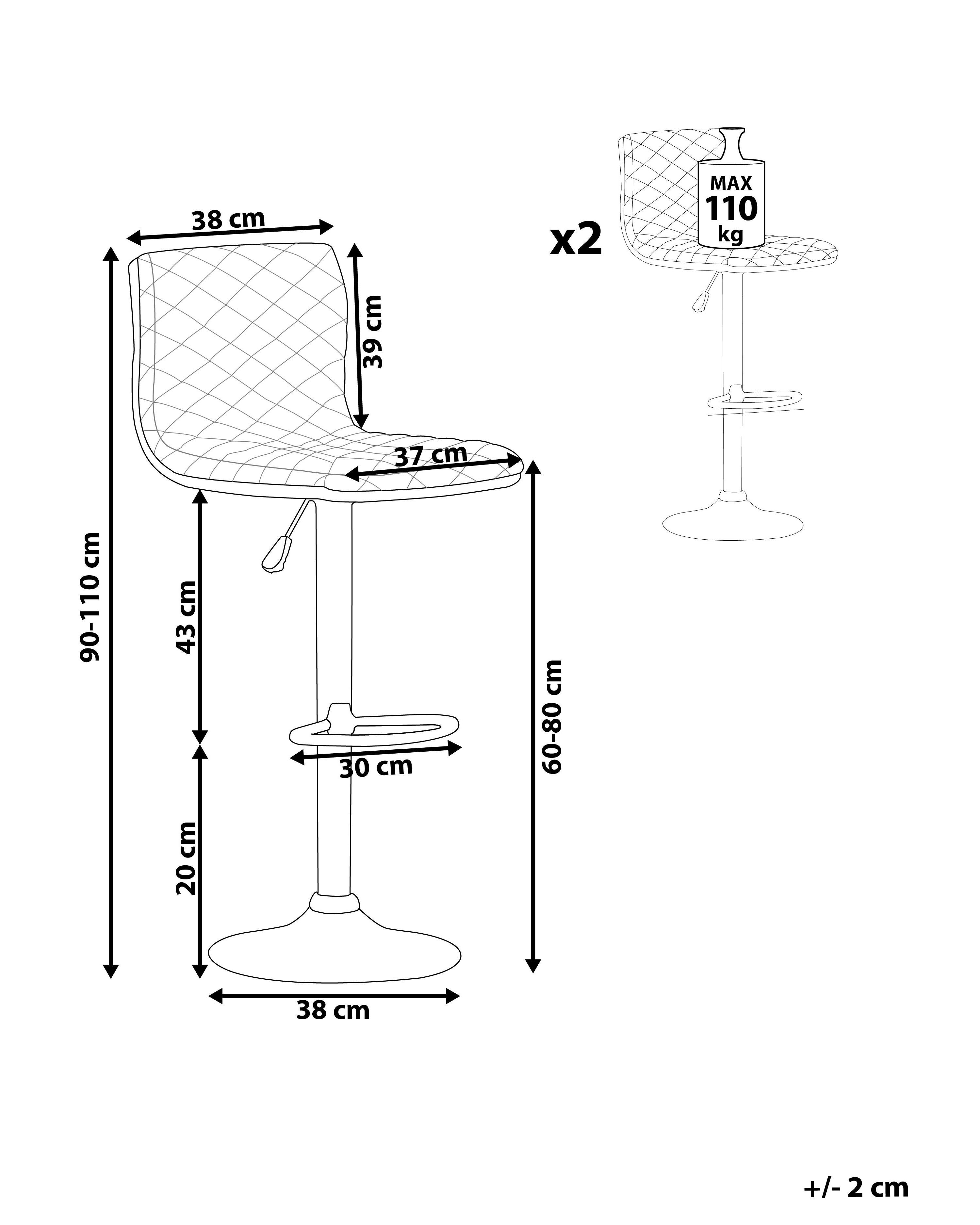 Set of 2 Adjustable Bar Stools Black ORLANDO_802463