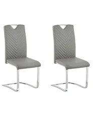 Set of 2 Dining Chairs PICKNES Faux Leather Light Grey_790019