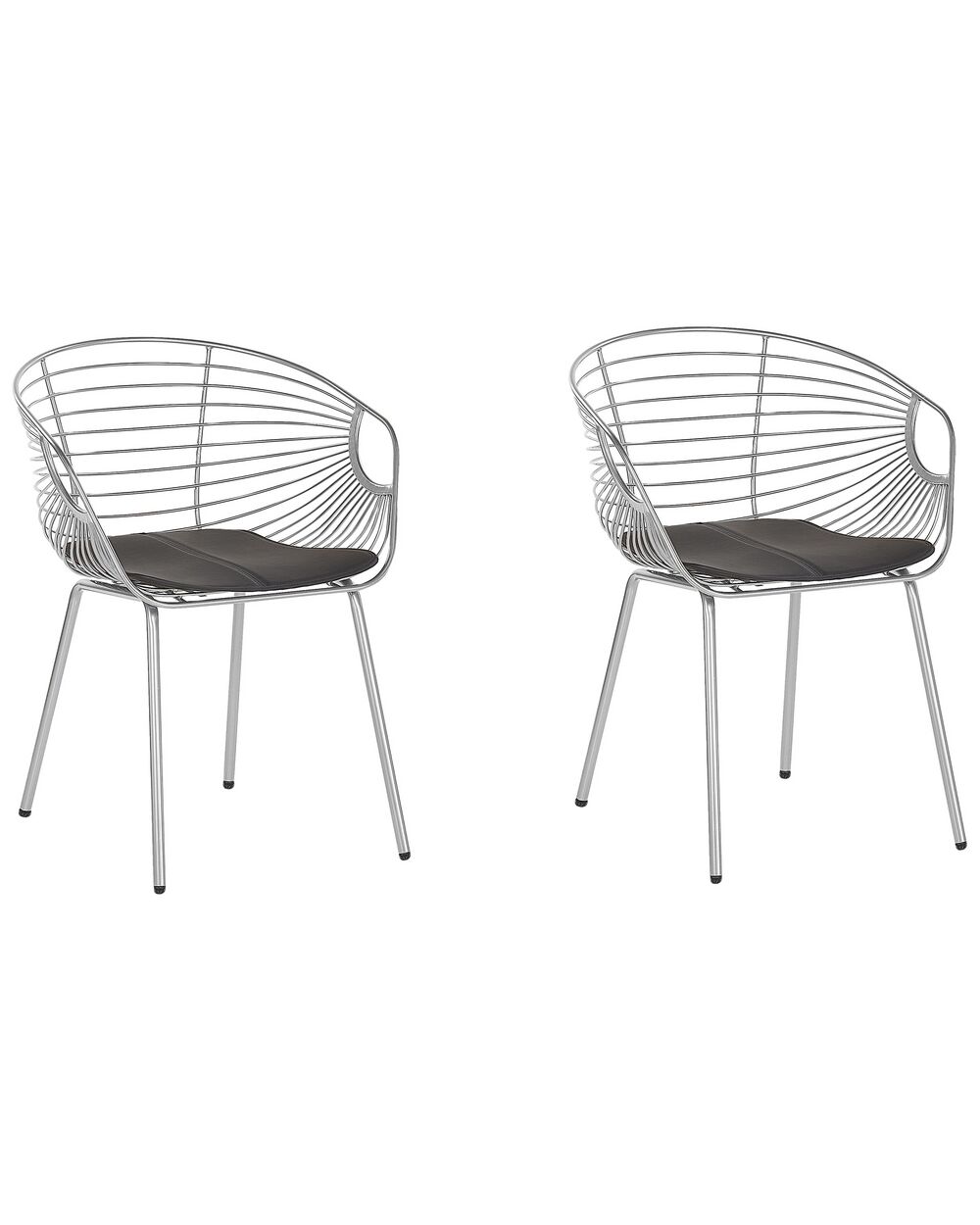 Set of 2 Dining Chairs HOBACK Metal Silver Beliani