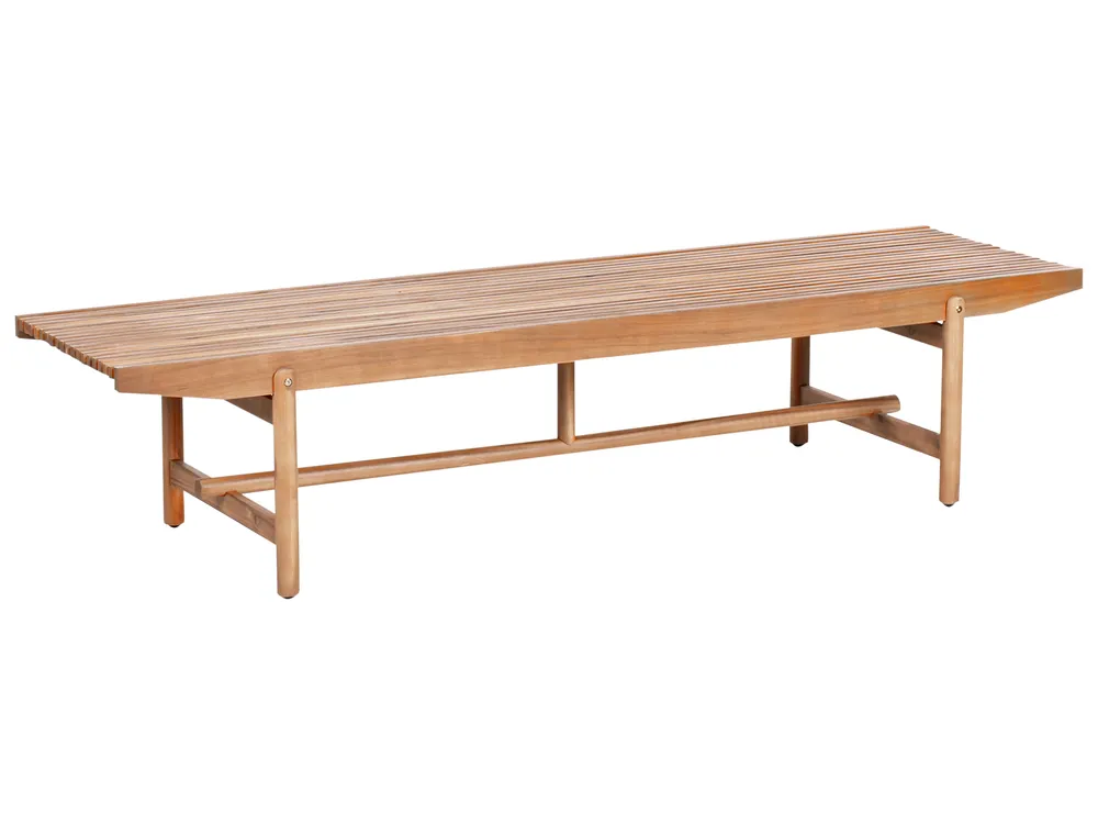 Banco de jardín con cojín GIAVENO 210 cm Madera de acacia Blanco crema_989052