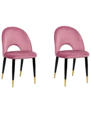 Set of 2 Dining Chairs MAGALIA Velvet Pink_1043549