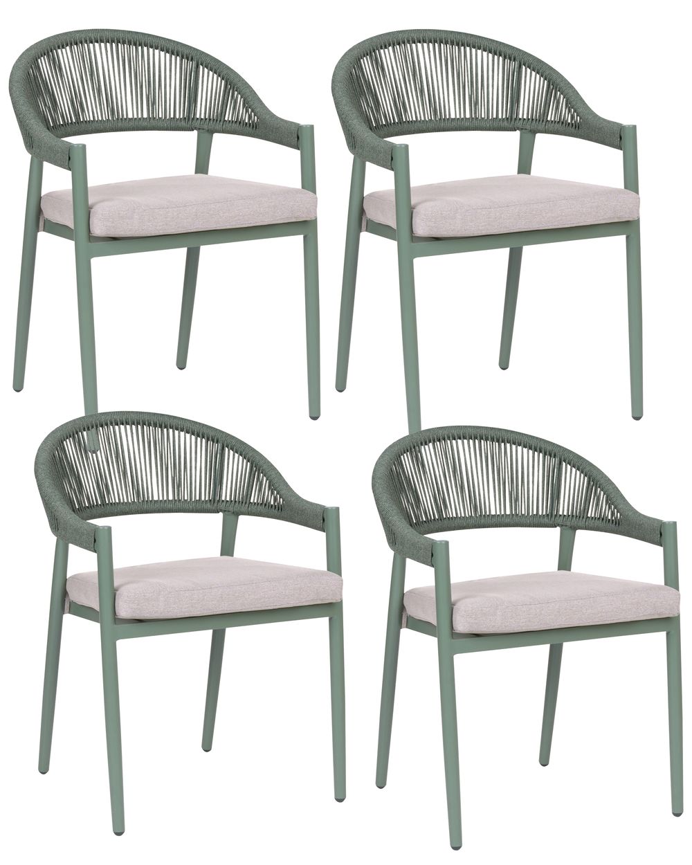 Set di 4 sedie da giardino con cuscini ORMEA Metallo Verde