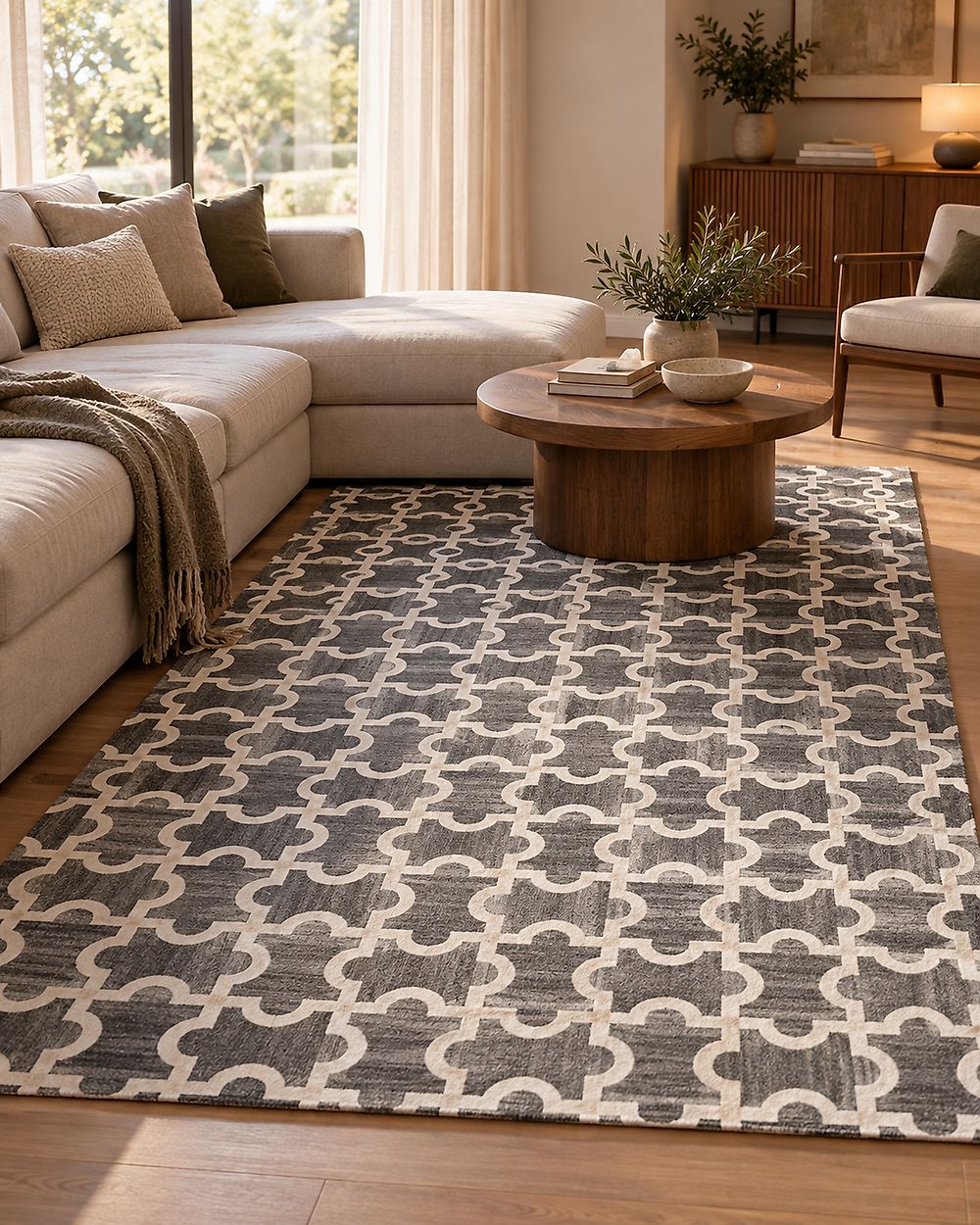 Rug YEDISU Dark Grey 160 x 230 cm Leather