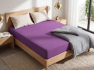 Fitted Sheet JANBU 200 x 200 cm Cotton Purple_1180097