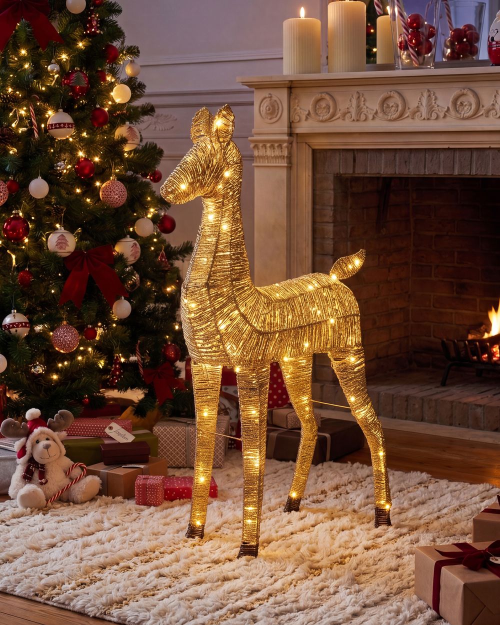 Christmas Decoration LED AKUREYRI 110 cm Reindeer Gold