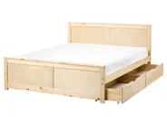 Bed with 2 Drawers DAUPHIN Pine Wood Light Brown 160 x 200 cm (EU King Size)_1059942