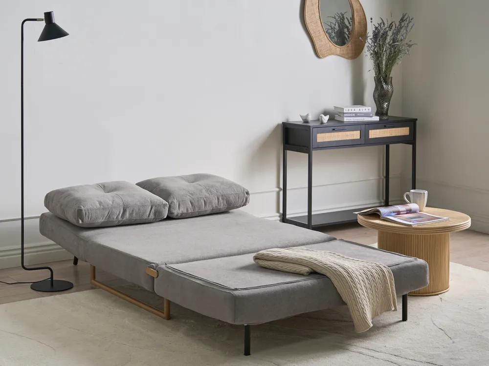 Divano letto 2 posti JERSLEV Tessuto Grigio_1012030