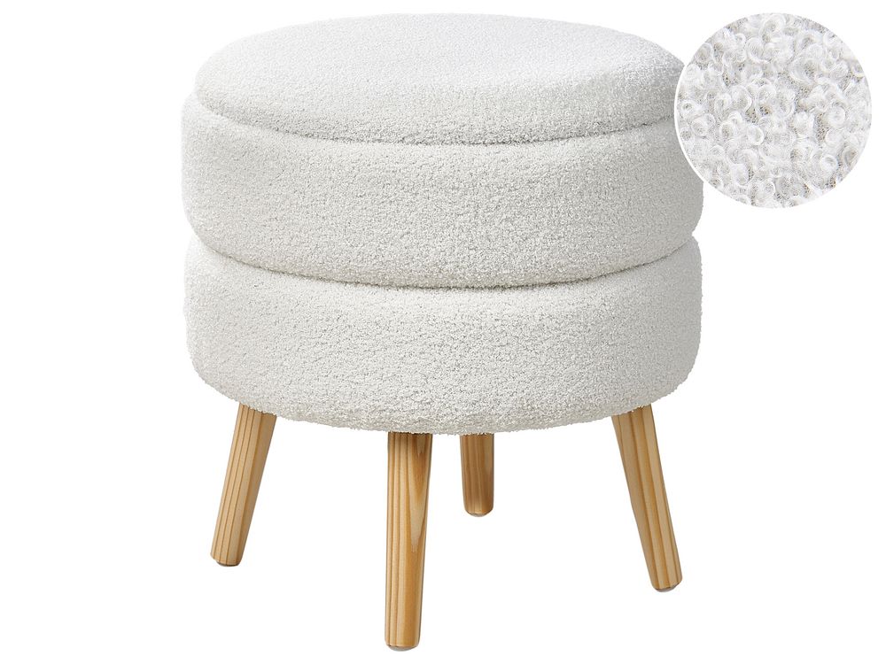 Storage Stool OKATON Boucle White