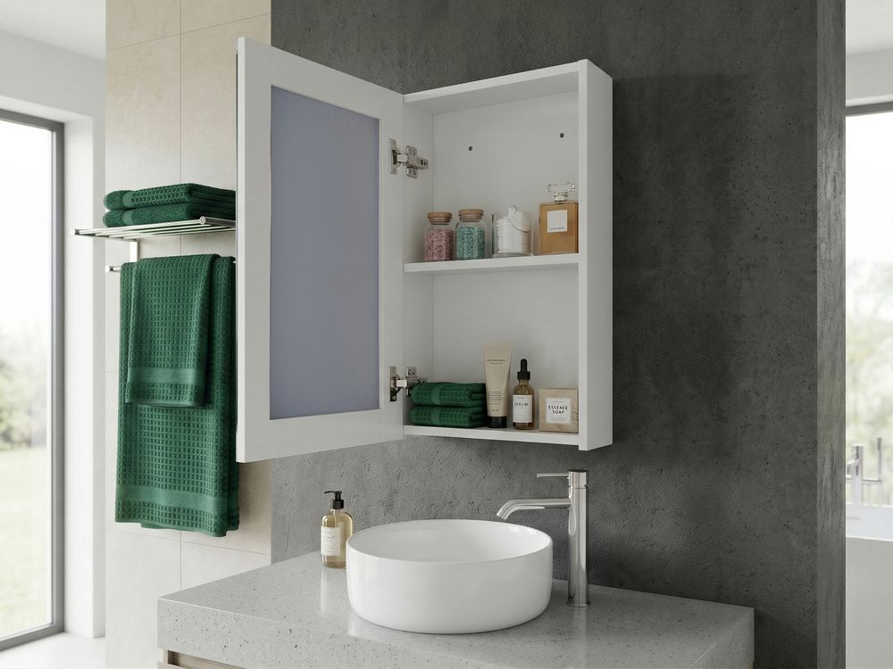 Armadio a muro per specchio da bagno PRIMAVERA 40 cm 60 cm Bianco