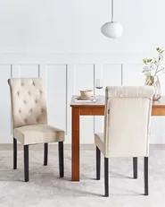 Set di 2 sedie da pranzo VELVA Tessuto Beige sabbia_781875