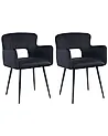 Set of 2 Dining Chairs SANILAC Velvet Black