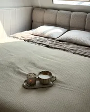 Ottoman Bed BASTON Boucle Light Beige 160 x 200 cm (EU King Size)_1034175