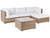 Lounge Set Rattan naturfarben 4-Sitzer linksseitig modular Auflagen weiß SANO II_931949