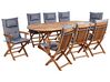 8 Seater Acacia Wood Garden Dining Set with Parasol and Graphite Grey Cushions MAUI II_926997