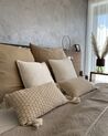 Set of 2 Cushions Geometric Pattern with Tassels 25 x 45 cm Light Beige HAKONE_884859