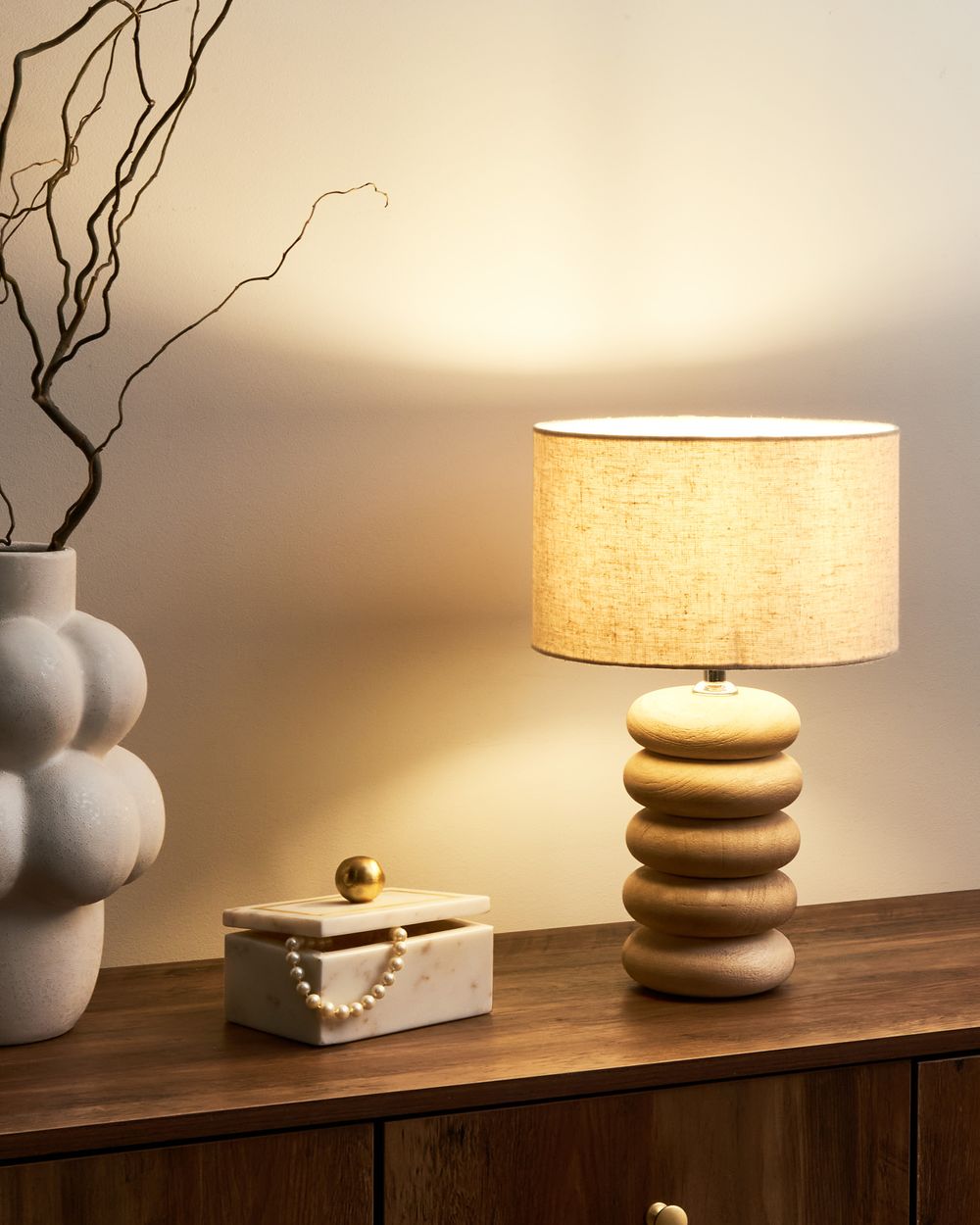 Lampe à poser BETWA Bois de manguier Marron clair