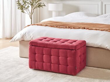 Fabric Storage Ottoman Red MICHIGAN