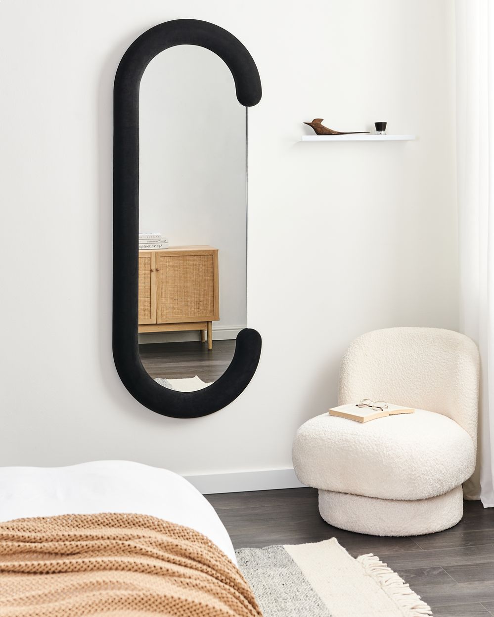 Espejo de pared LOCHES 54 cm 158 cm Terciopelo Negro