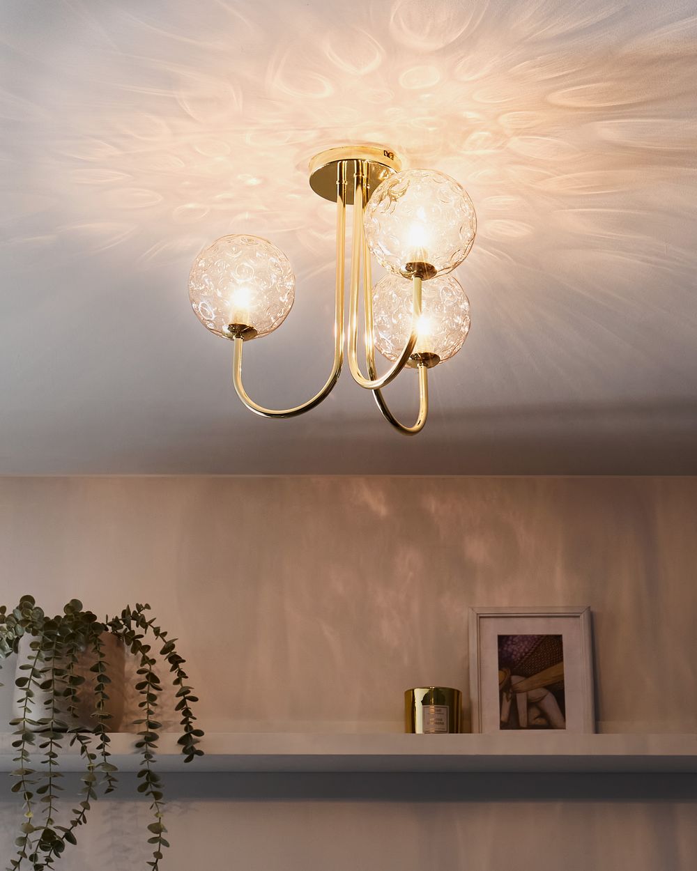 Ceiling Lamp ANADYR Glass Beige Beliani