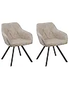 Set of 2 Dining Chairs MONEE Fabric Beige