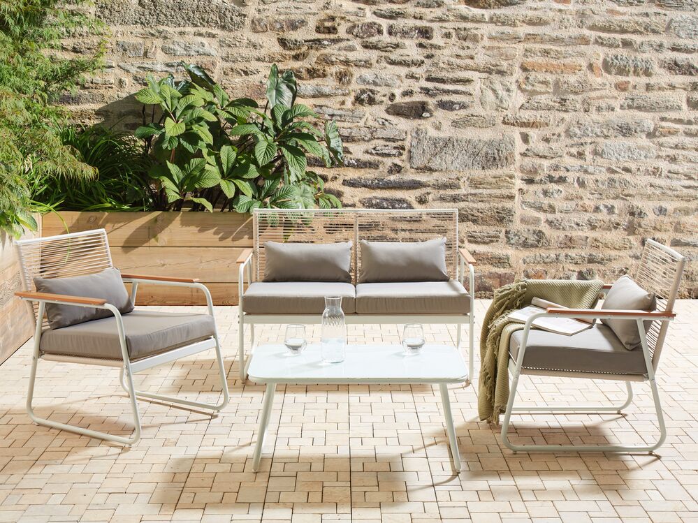 Lounge Set POMONTE Steel White 4 Seater Beliani.cz