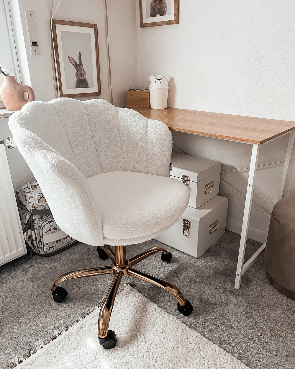 Desk Chair MONTICELLO Boucle White_946404