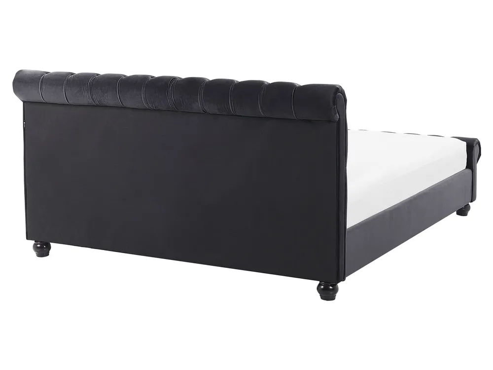 Bett mit Lattenrost Samtstoff AVALLON 160 x 200 cm Schwarz_694379