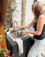 Outdoor Kitchen Set with Sink ROCHA Graphite Grey Metal_1084530