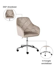Bureaustoel VELORIA Fluweel Beige_1065147