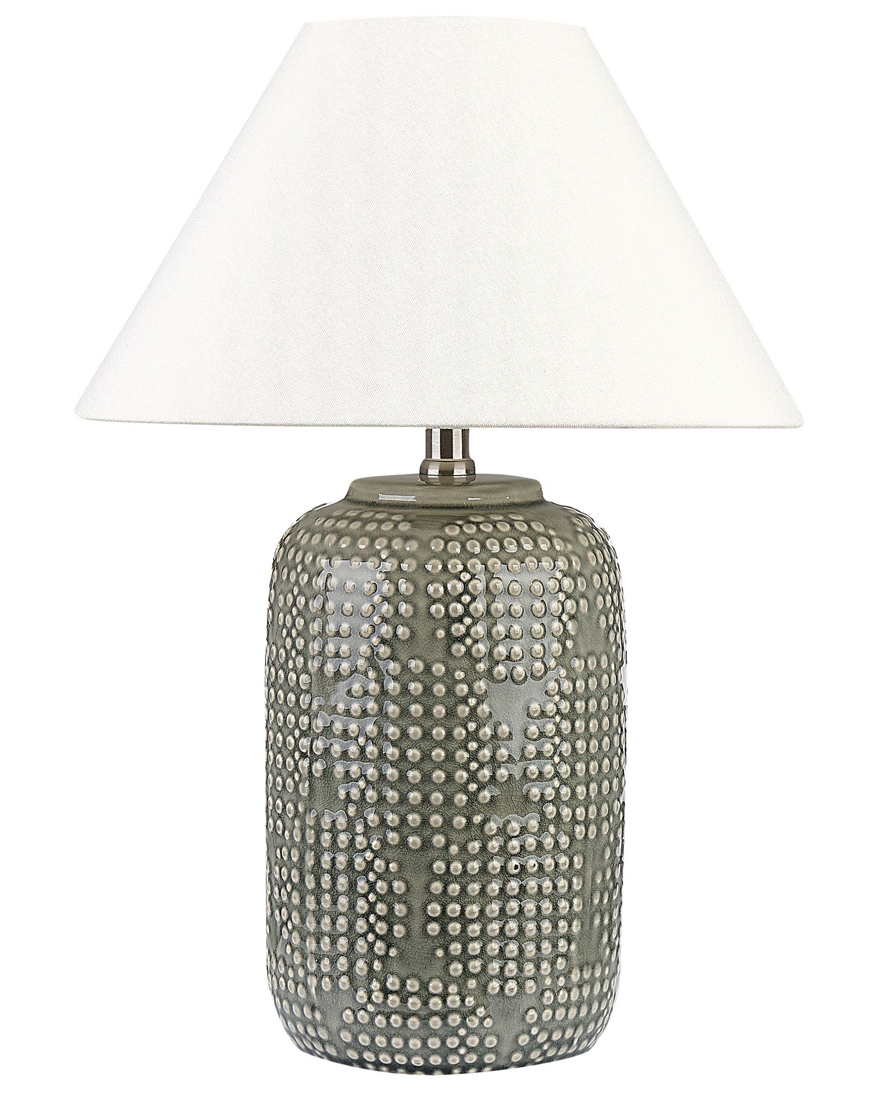 Lampada da tavolo ceramica grigio e bianco 47 cm MUSSEL_849278