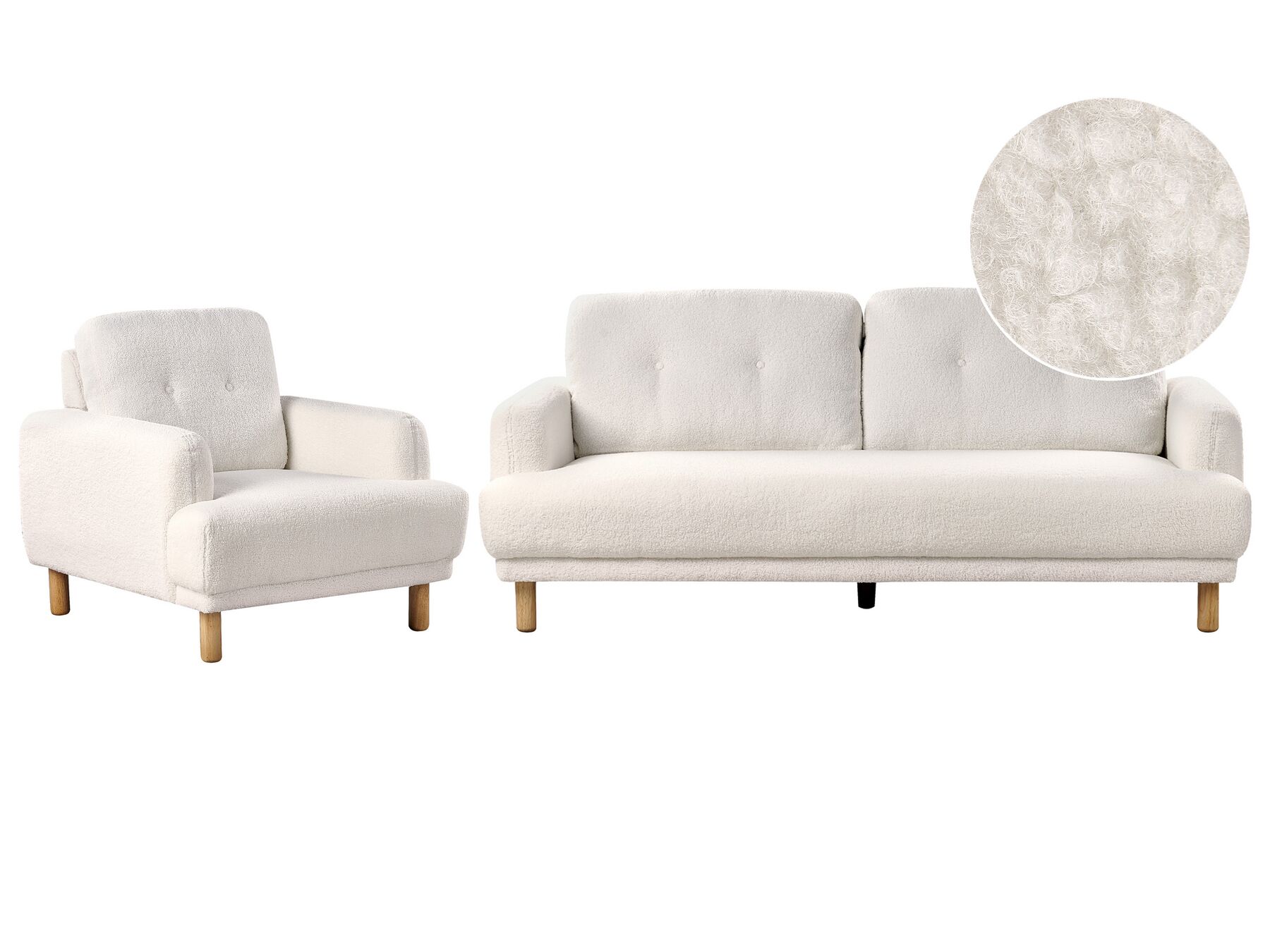 Boucle Living Room Set White TUVE_927371