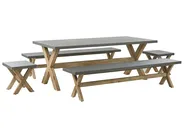 Garden Dining Set with Benches and Stools 8 Seater OLBIA Concrete Grey_771439