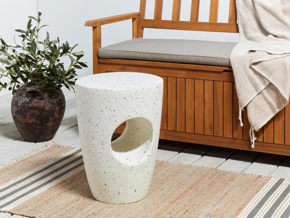 Stolik pomocniczy EDOLO 37 cm 37 cm Efekt lastryko Złamana biel