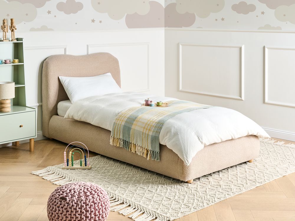 Bett mit Stauraum BLAGNAC Bouclé Beige 90 x 200 cm