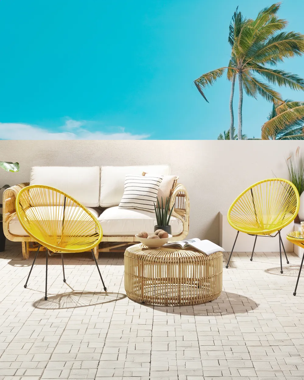 Set of Garden Chairs ACAPULCO II PE Rattan Yellow