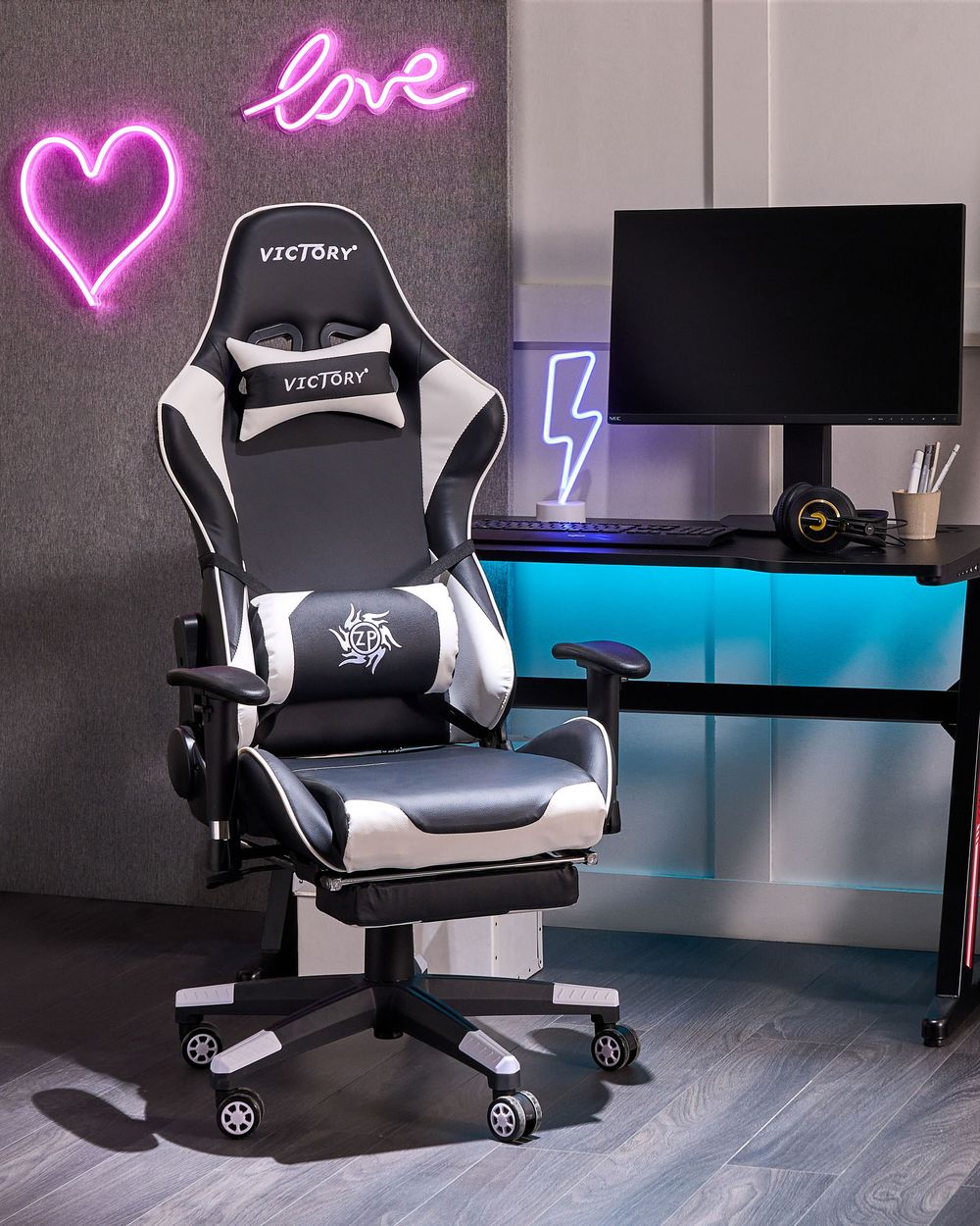 Gaming Chair Black and White VICTORY Beliani