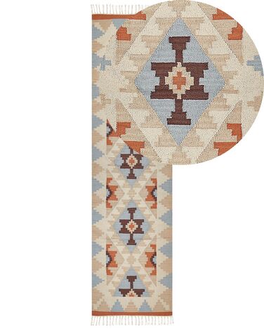 Dywan bawełniany kilim 80 x 300 cm wielokolorowy DILIJAN