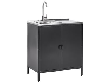 Steel Outdoor Kitchen Cabinet with Sink Black VILAMA