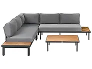 Garden Corner Sofa with Table 5 Seater FIVIZZANO Acacia Wood Dark Grey_1158789