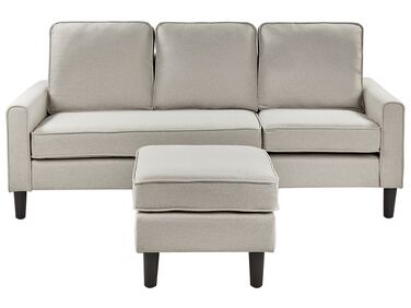 3 Seater Fabric Sofa with Ottoman Light Beige AVESTA