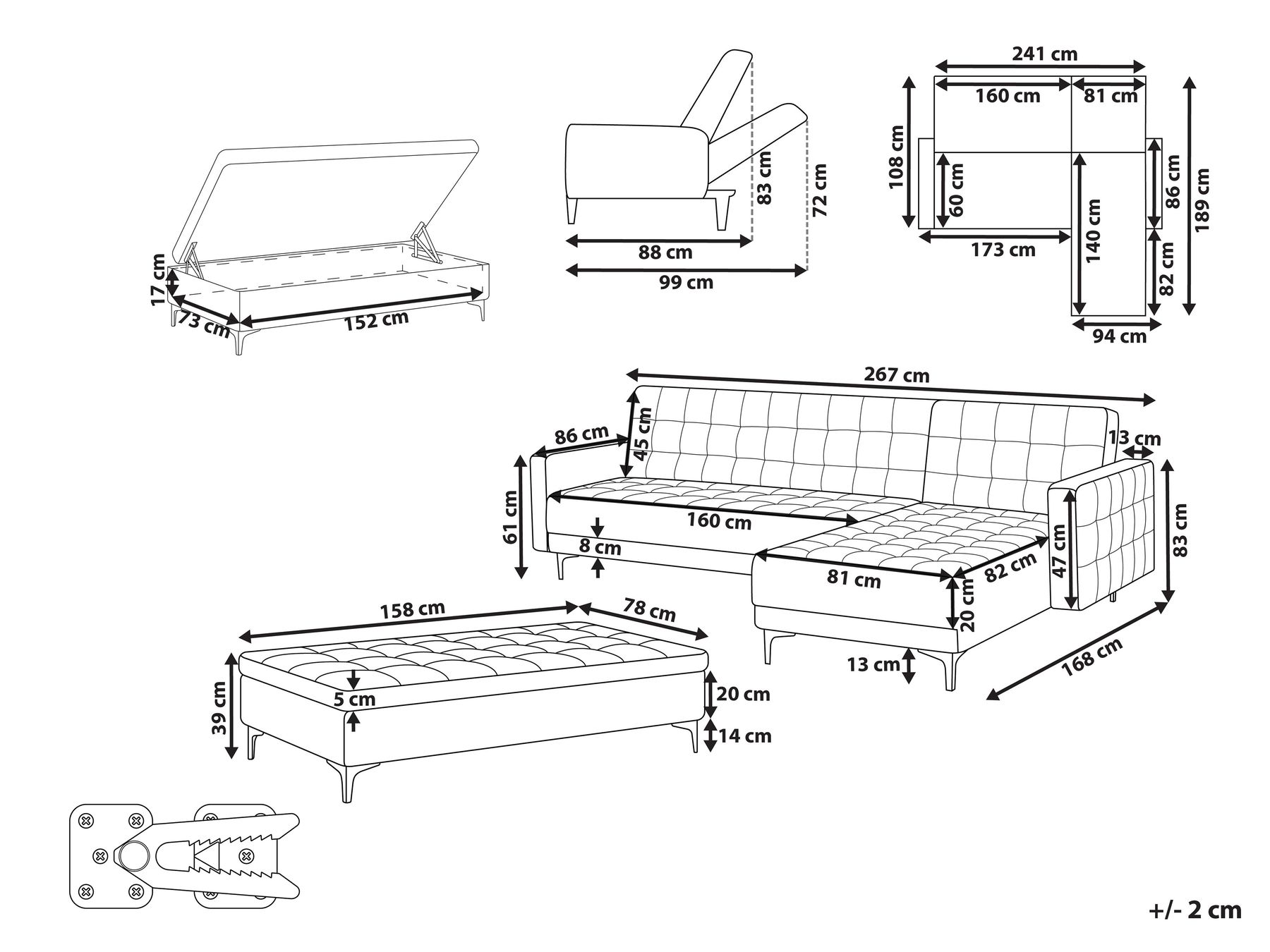 Left Hand Velvet Corner Sofa with Storage Ottoman Teal ABERDEEN_948480 Left Hand Velvet Corner Sofa with Storage Ottoman Teal ABERDEEN_948480