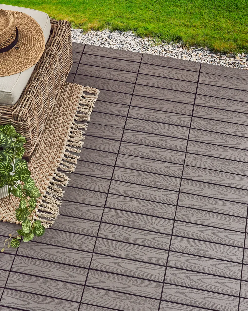 Outdoor Flooring ATESSA Wood-Plastic Composite (WPC) Grey_966704