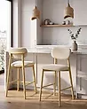 Set of 2 Bar Chairs MILLS Boucle Light Brown/ Beige