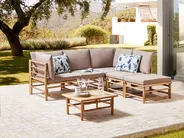 Garden Corner Sofa with Table 5 Seater CERRETO Bamboo Taupe Left Hand_908832