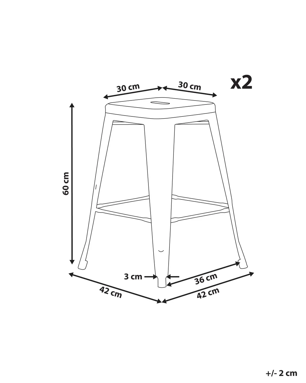 Sæt af 2 barstole CABRILLO Metal Rød_802513