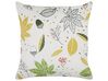 Coussin en velours à motif de feuilles blanc cassé 45 x 45 cm MULLEIN_834919